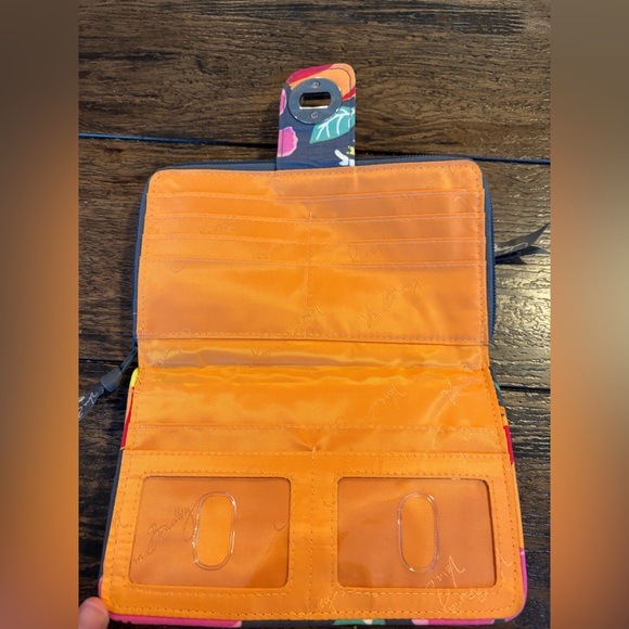 VERA BRADLEY RFID Turnlock Zip Around Wallet Clutch Floral Gray Jazzy Blooms - Picture 3 of 5